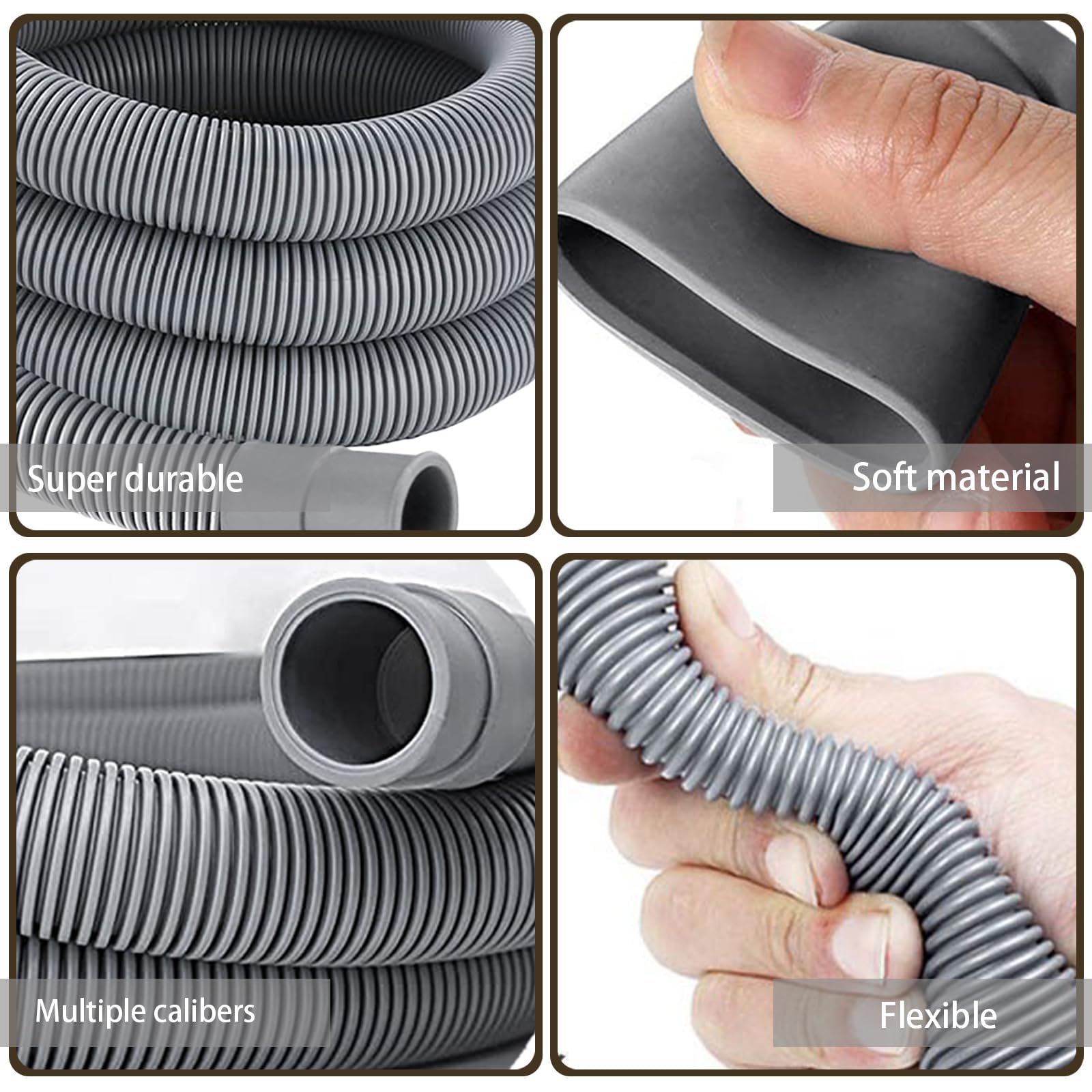 Tuyau Vidange Lave Vaisselle, 1M/1.5M/2M/3M/4M/5M/6M Rallonge de Tuyau de Vidange, avec SuPETort Forme U et Colliers de Serrage,2M) - 2