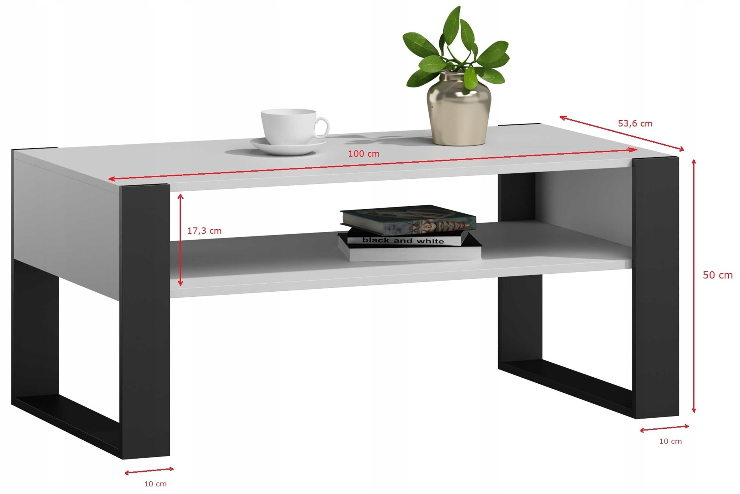 Ława stolik kawowy KAJA biało-czarna loft retro - 3