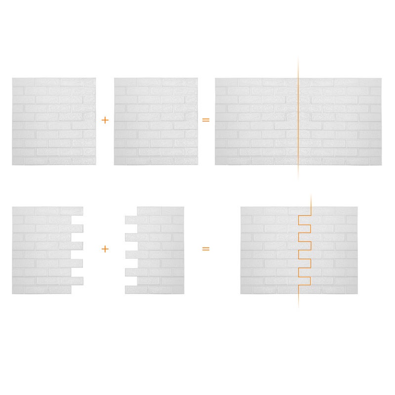 Set di 10 pannelli murali 3D autoadesivi effetto pietra 70 x 77 cm in schiuma PE - bianco - 5