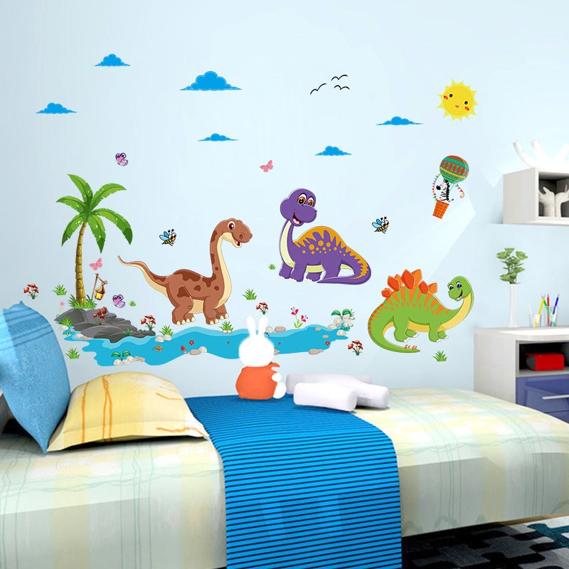 Naklejki ścienne dinozaury, naklejki ścienne dinozaury, kreskówkowe naklejki ścienne, drzewo w dziczy, dinozaur, 60 * 90 cm