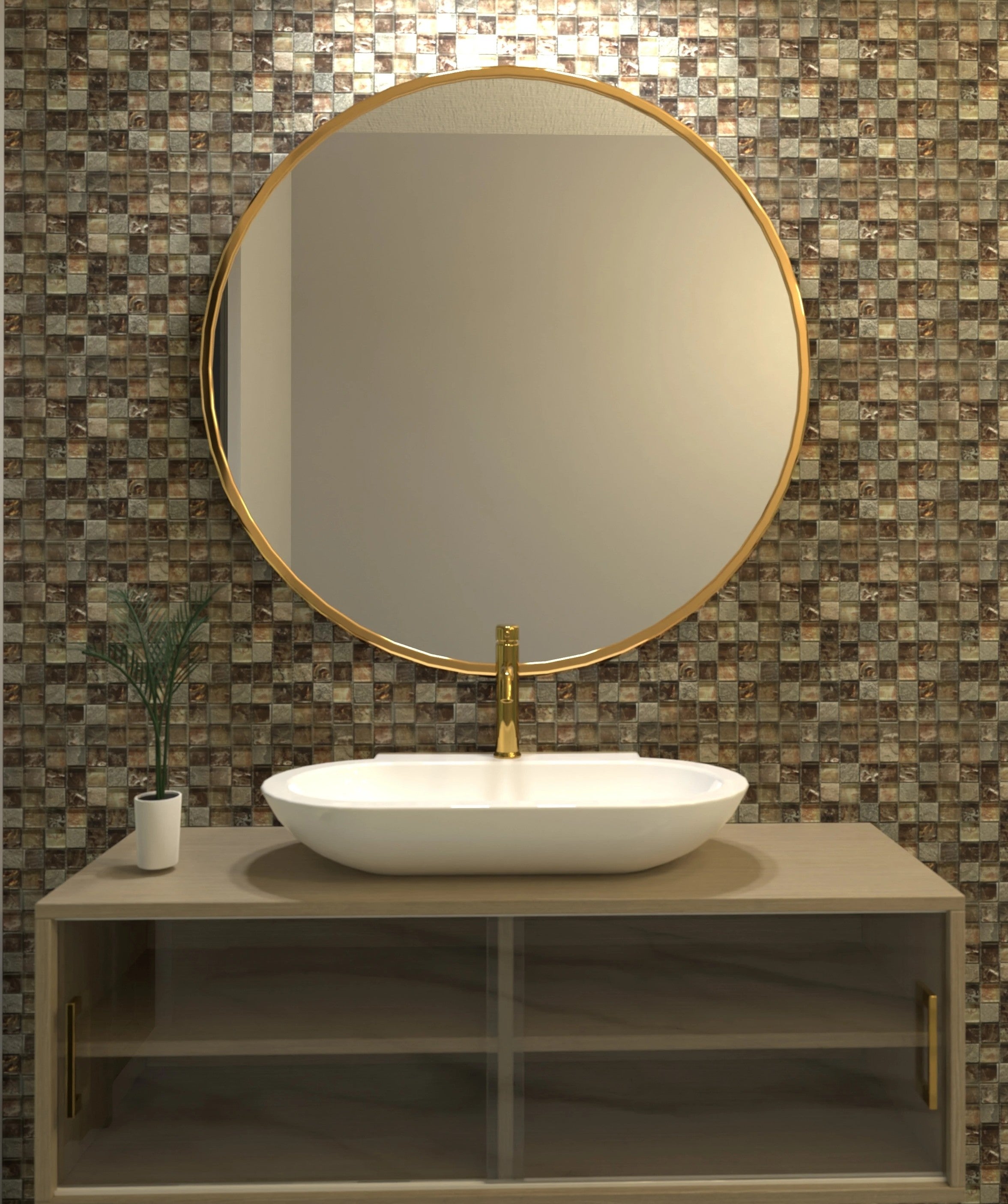 Mozaika na siatce ze szkła mieszanego i szarego kamienia surowego do łazienki i kuchni - Grubość 8 mm - 1m2