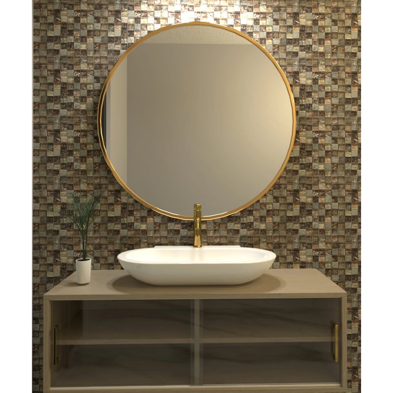 Mozaika na siatce ze szkła mieszanego i szarego kamienia surowego do łazienki i kuchni - Grubość 8 mm - 1m2