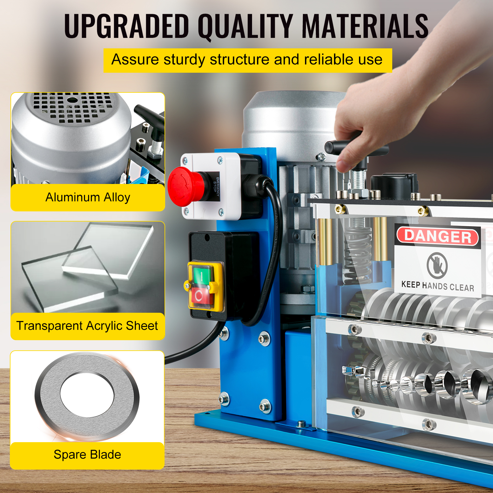 Machine à Dénuder Câbles Électrique SucceBuy 370 W 1,5–38 mm 11 Canaux 10 Lames Recyclage Fils Cuivre Sécurité Renforcée - 6