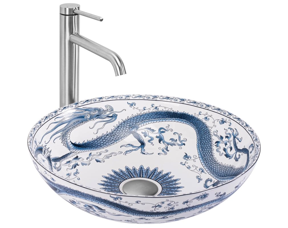 Umywalka Nablatowa Rea Kioto Biały Niebieski 40 X 40