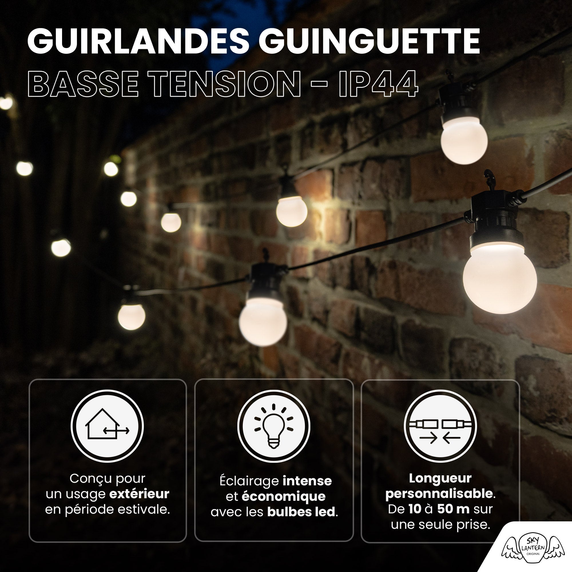 Kit Guirlande Guinguette 30m Blanche SKYLANTERN - 2