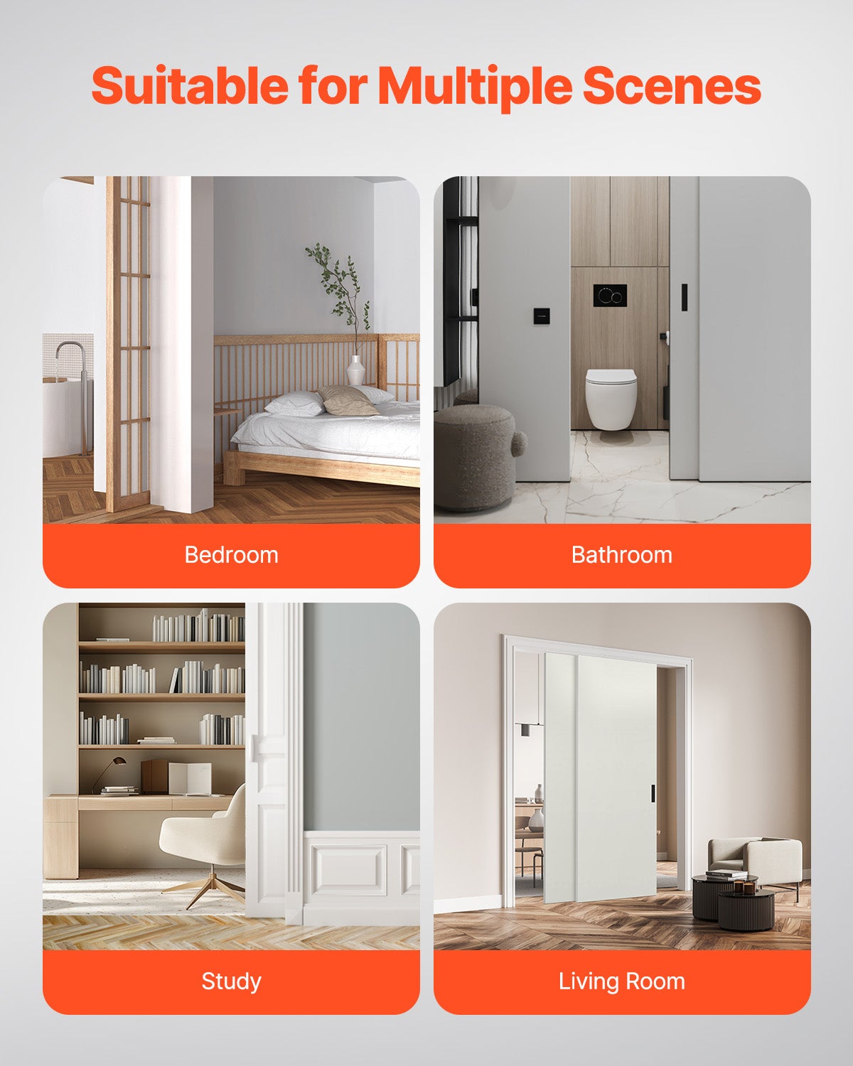 Kit Herrajes para Puerta Corredera 1219 mm,VEVOR Kit Rail en Aleación Aluminio con Manijas de Dedo,Sistema de 2 Puertas,para Grosor Puerta 35-45 mm - 6