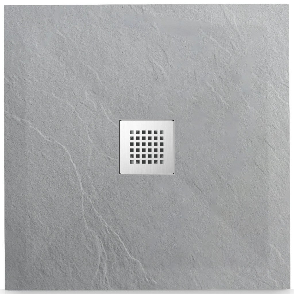 Balneo Brodzik Prysznicowy Antypoślizgowy kwadratowy Kompozytowy jasnoszary Niski 80x80 cm