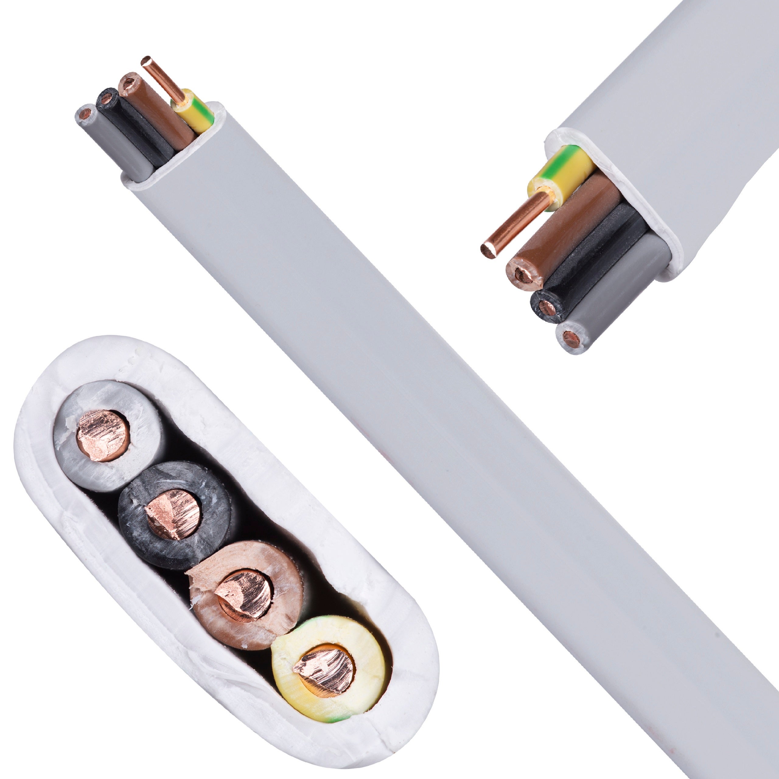 Kabel instalacyjny płaski EL-Instal HP HDHp 4x1,5mm2 szary 450/750V bezhalogenowy YDYp Dca drut Eltrim 100m