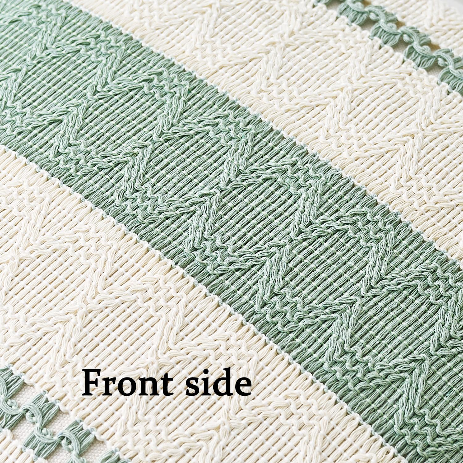 Housse Coussin 40x40 Vert Sauge Bohème Texturée à Rayures Tissées Décoratives Moderne Boho Housse de pour Maison Salon Chambre Décoration Lot de 2 - 4