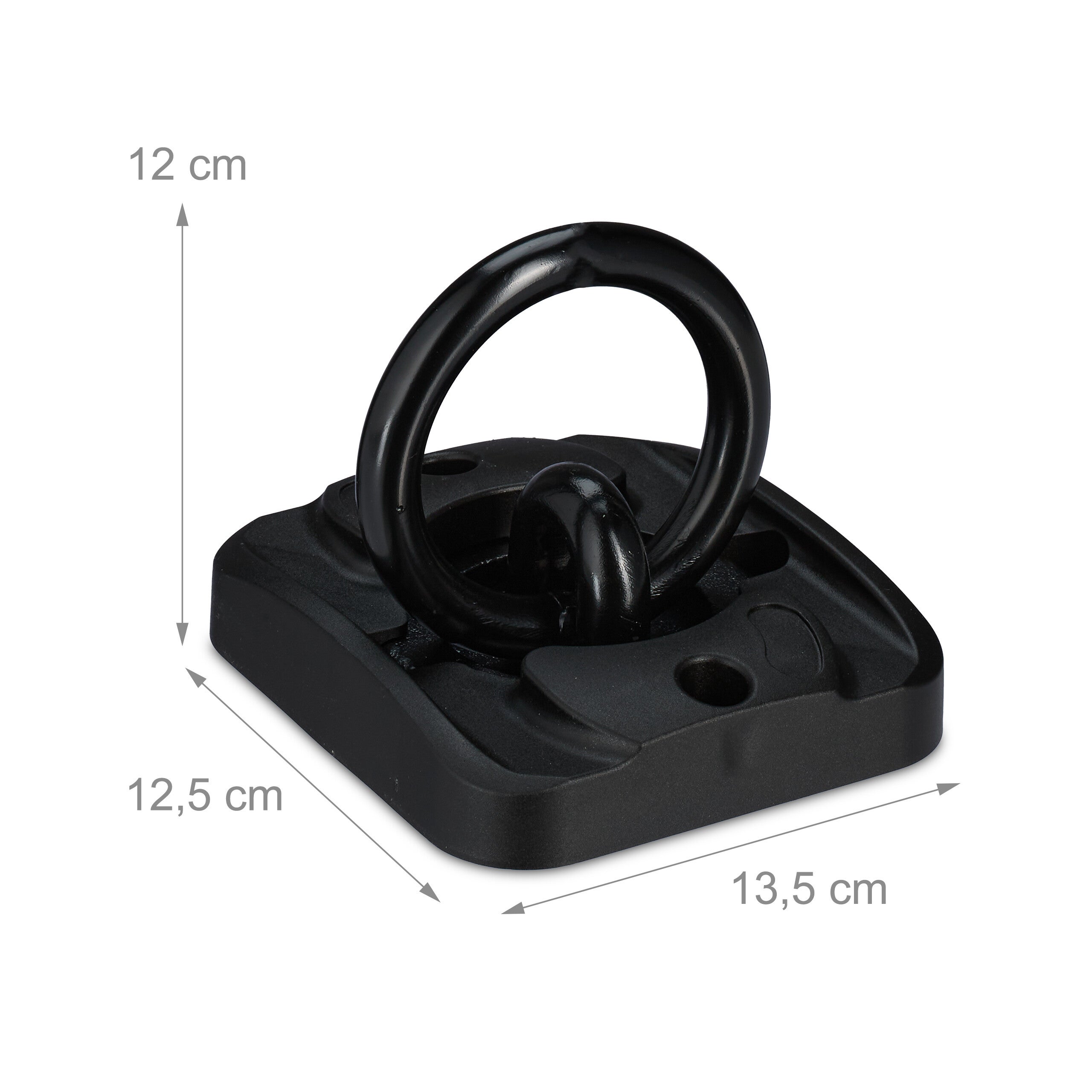 Ancrage mural et au sol, sécurité antivol vélo, moto, étrier 14 mm, acier, plastique, noir, Relaxdays - 4