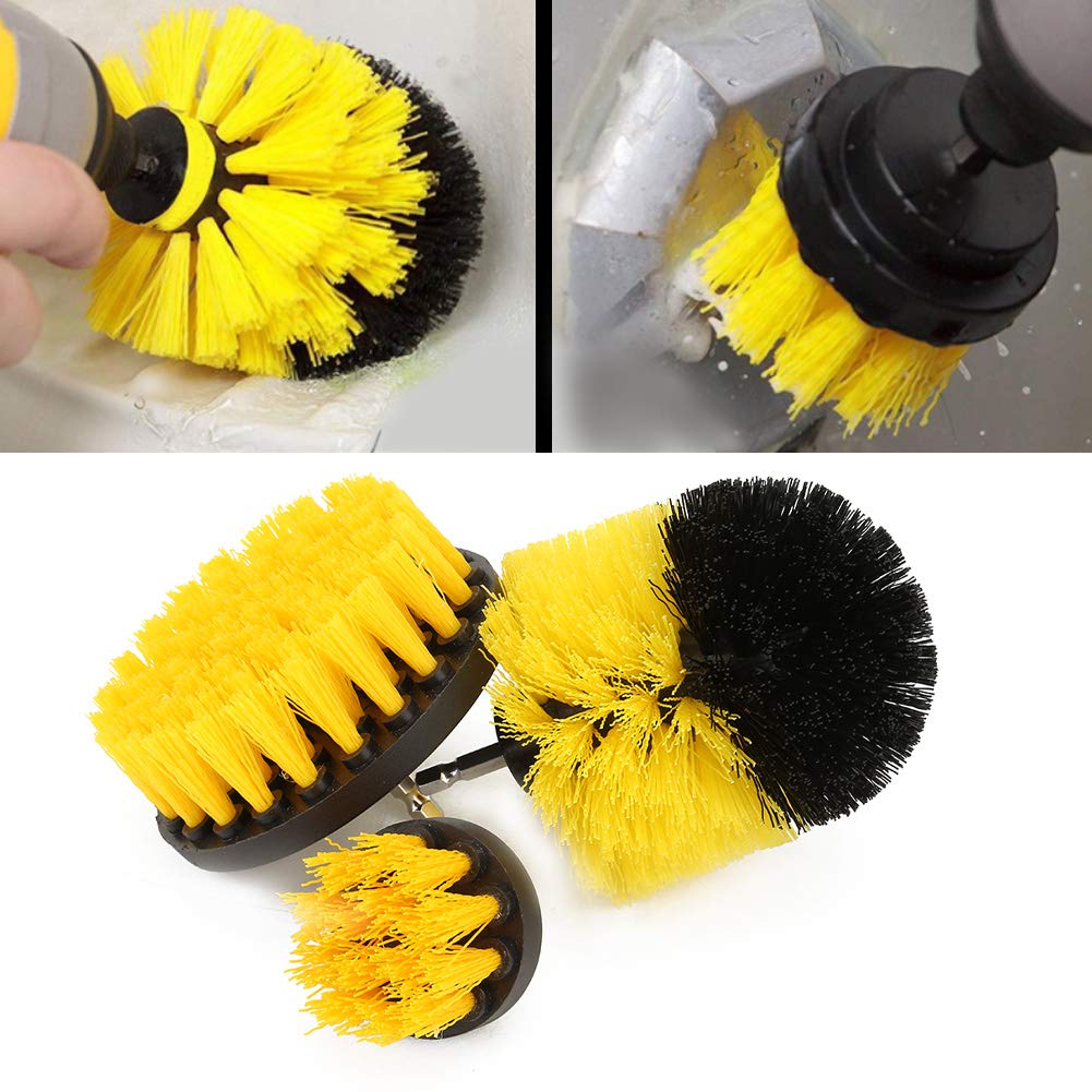 Brosse de nettoyage pour perceuse électrique, nettoyeur de joints de carrelage, 3 pièces, diamètre de 2, 3,5 et 4 pouces, nettoyage du sol de la salle - 6