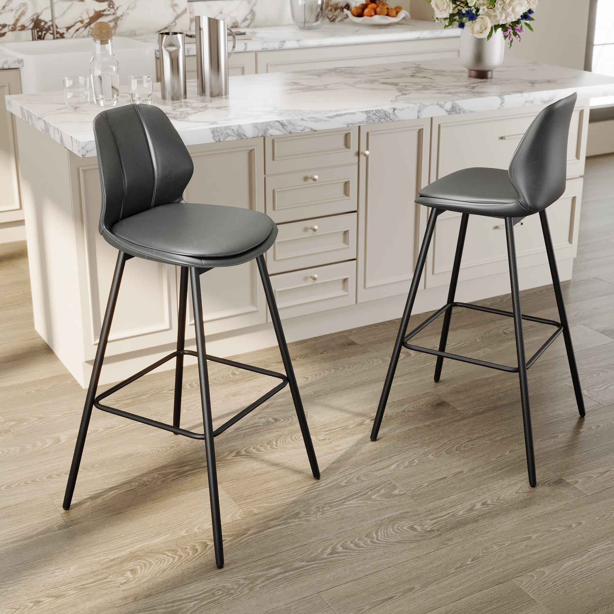 Set 2 Sedie Da Bar HOOBRO Con Schienale - Marrone Vintage E Nero, Ferro E Truciolato, Carico 100kg - Foto 11