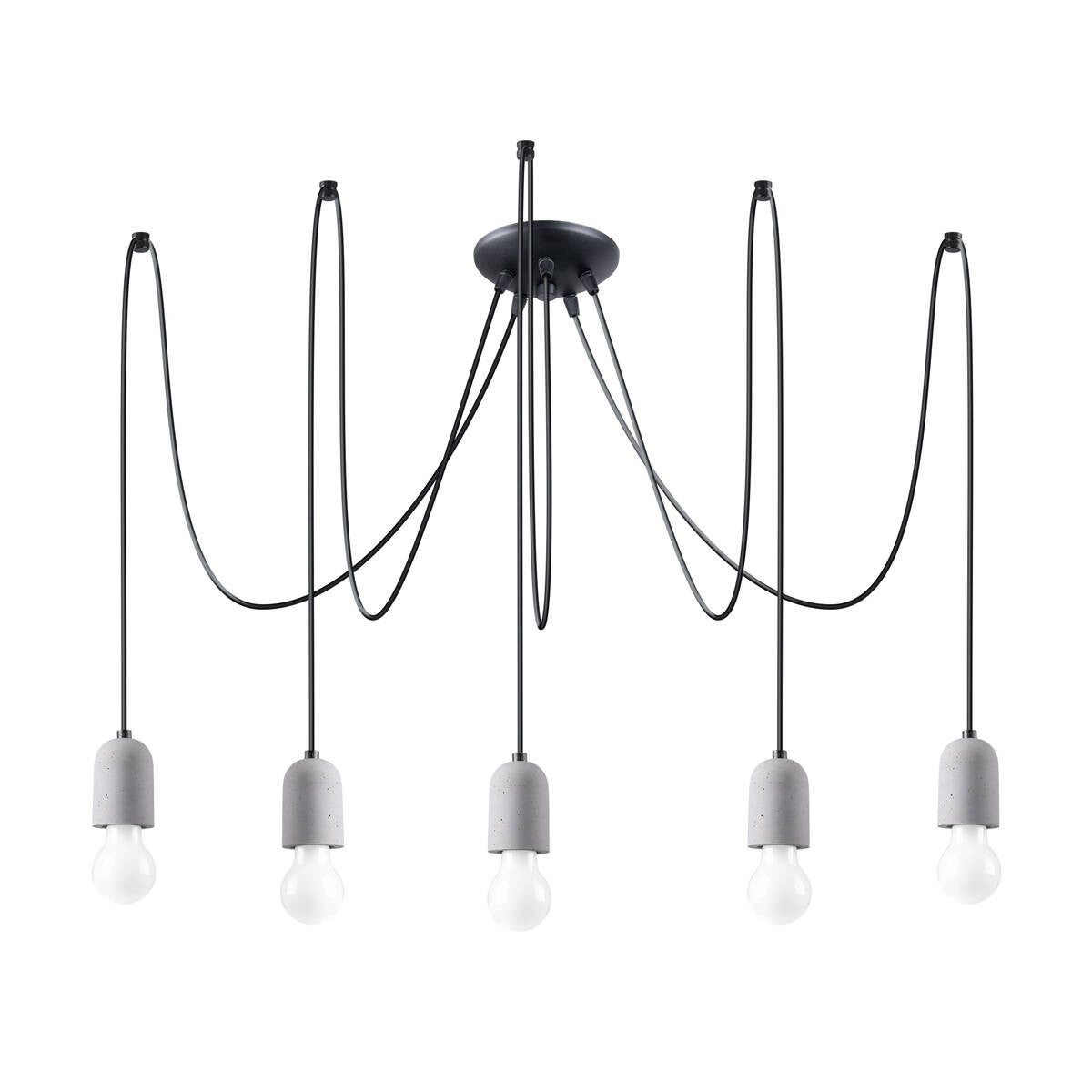 Lampa wisząca Neso szaro-czarna 5xE27x15W industrialna wym: 190 x 100 x 100 cm tworzywo sztuczne Sollux Lighting