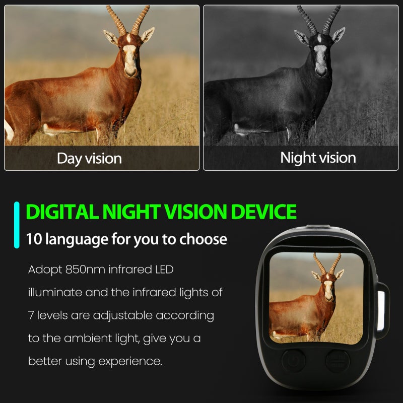 Appareil de vision nocturne extérieur monoculaire optique infrarouge, zoom numérique 5x, distance de vision complète 500-1000 m - 2
