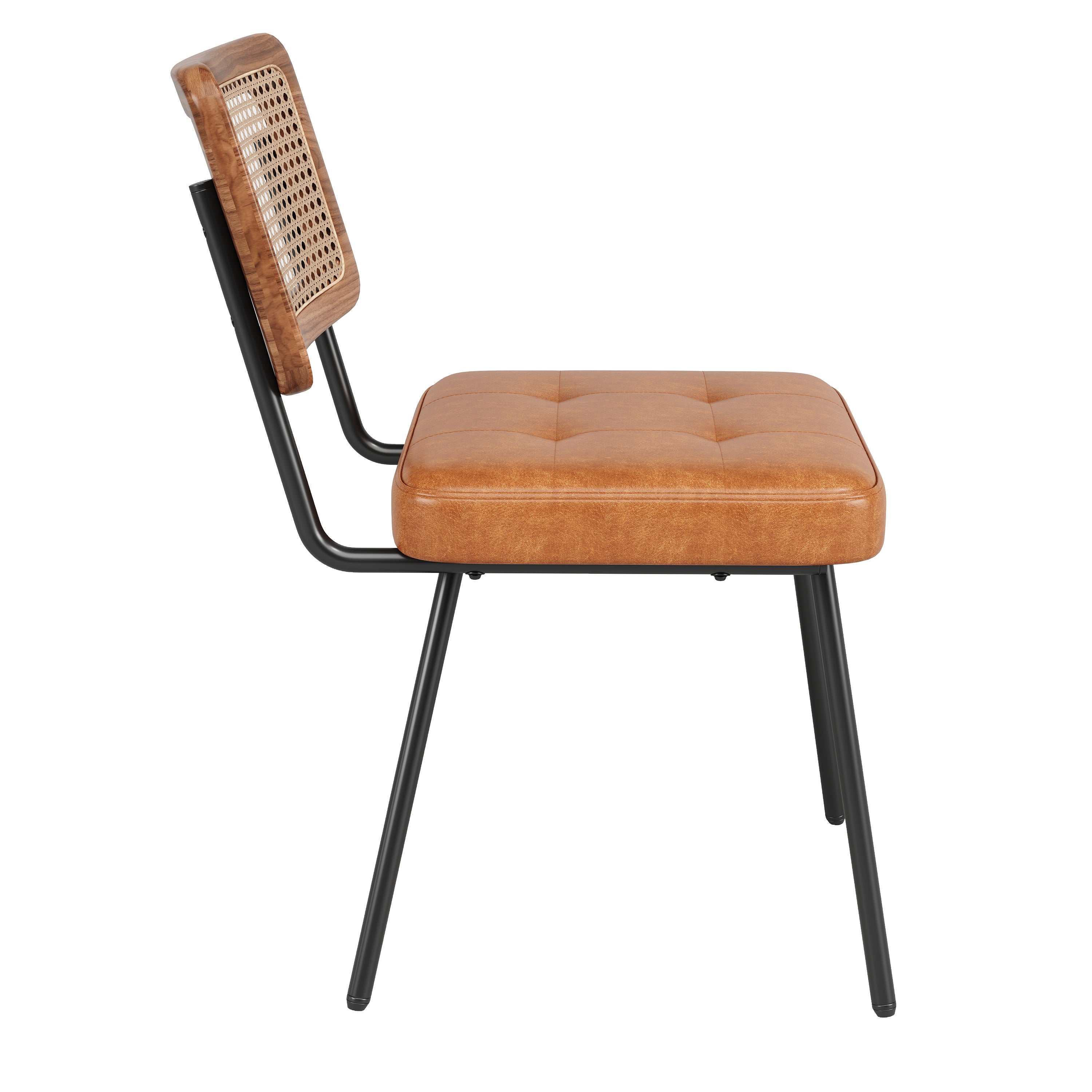 Lot de 2 chaise de salle à manger sans accoudoirs - 46 x 61 x 79 cm - Cuir PU et pièds en métal - Marron - 5