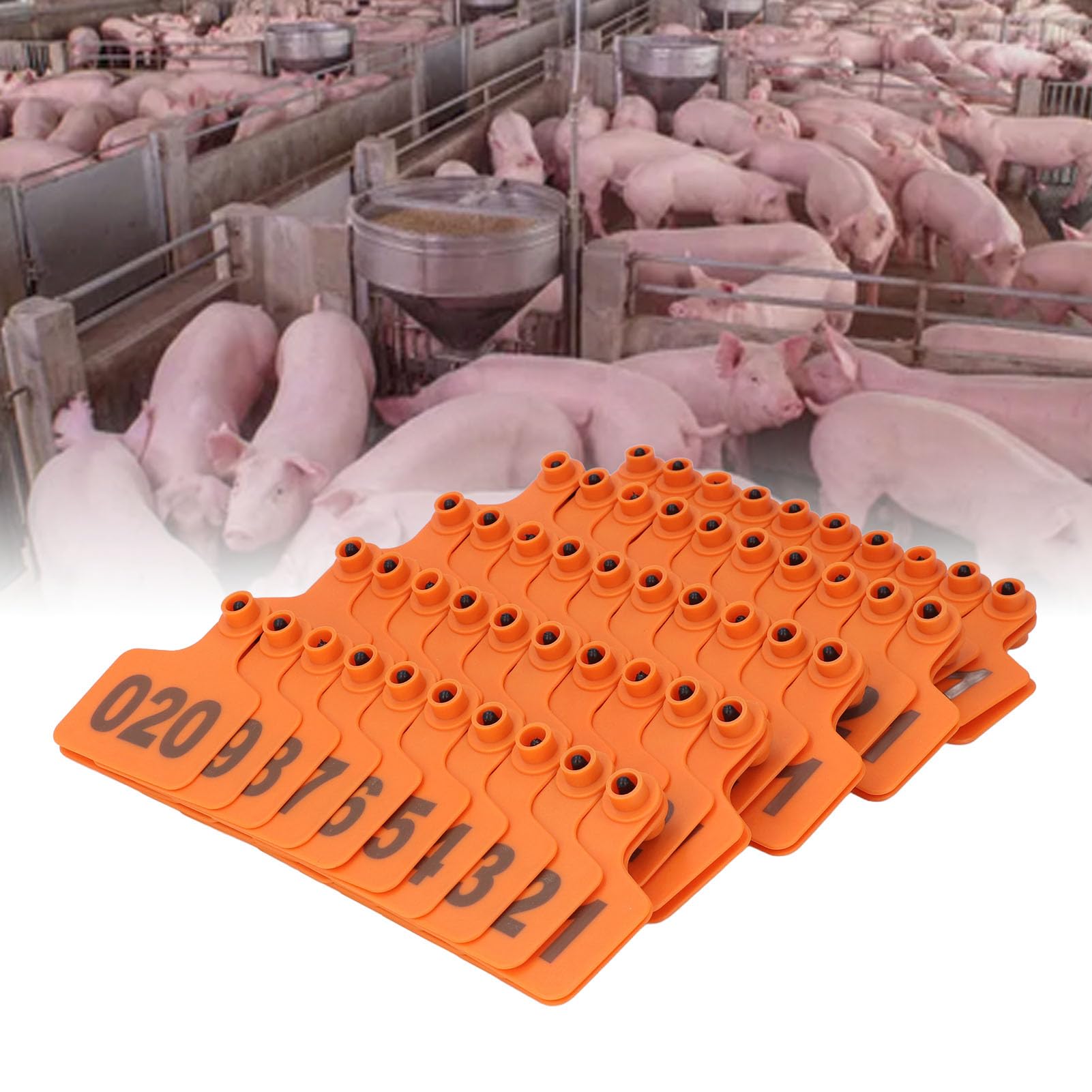 Étiquettes Oreille Numérotées 001-100 Pour Bétail - Orange TPU (100pcs)