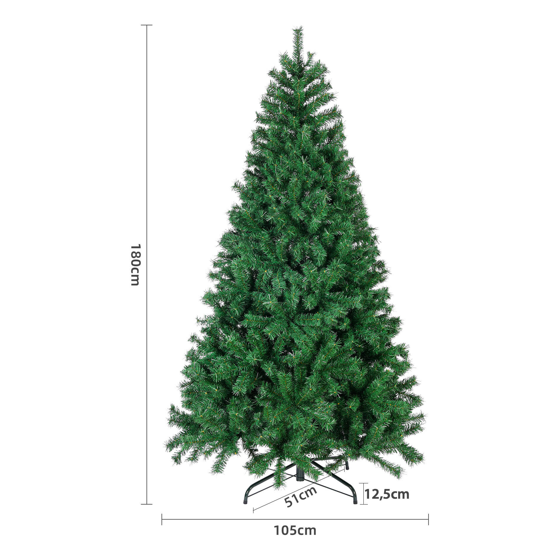 Arbre de Noël 180 cm épais Rebecca Mobili sapin artificiel vert avec 800 branches réalistes - 6