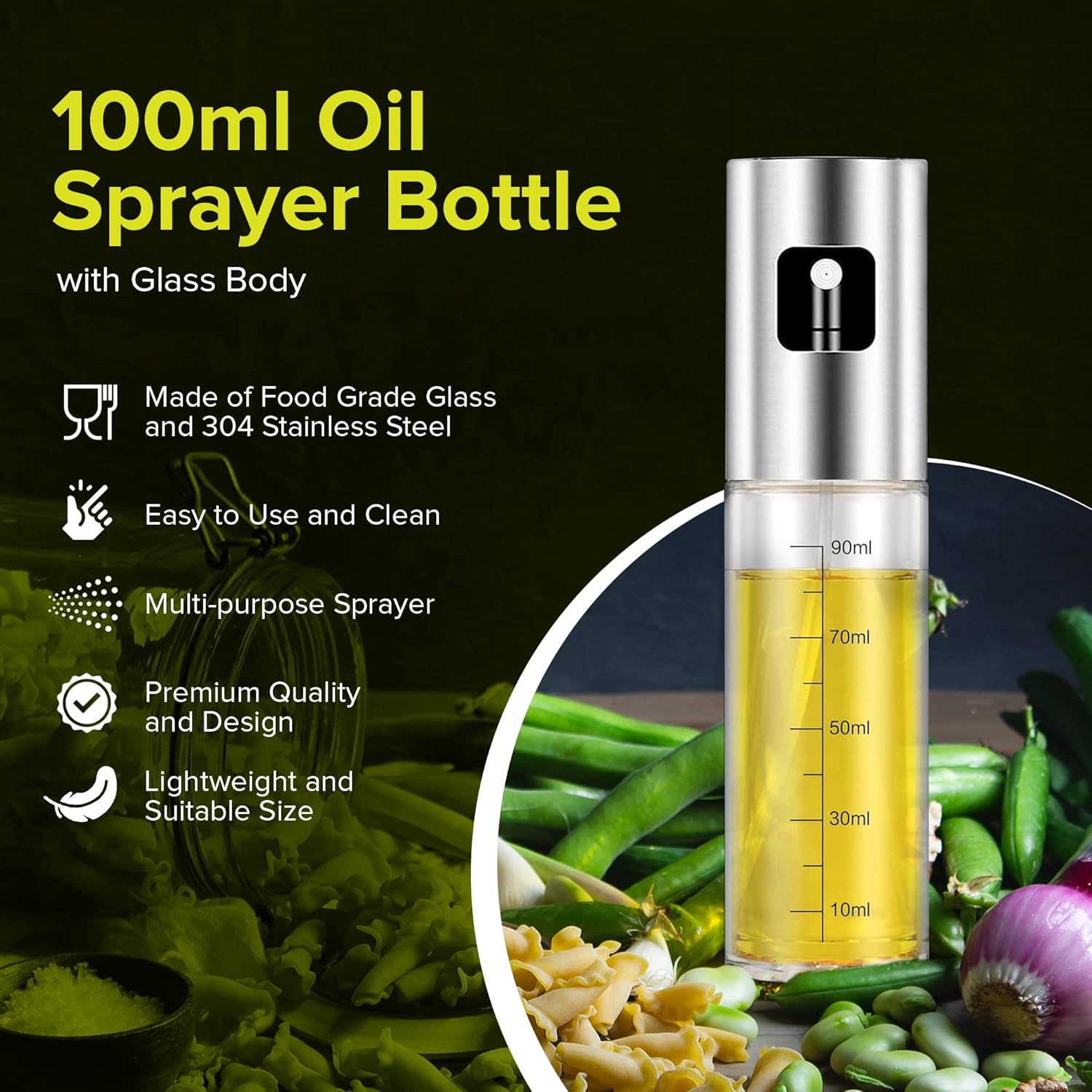 DOUSELLA 2 PCS Bouteille d'Huile en Spray Pulvérisateur d'Huile d'Olive