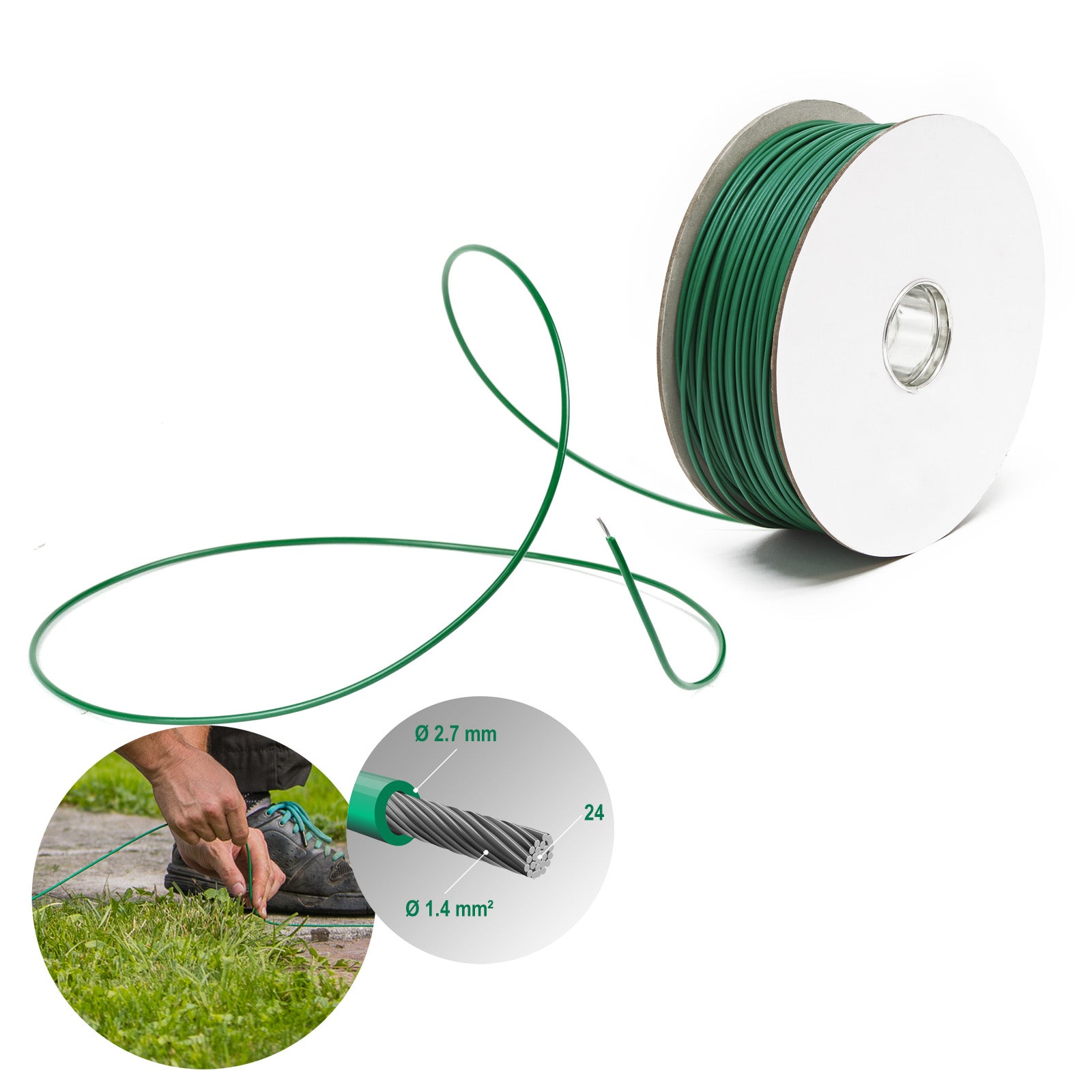 Câble périphérique 250 m 2,7 mm – Fil robot tondeuse de délimitation – Aluminium, étain et cuivre TCCA – Entretien jardin pelouse jardinage… Wiltec... - 7