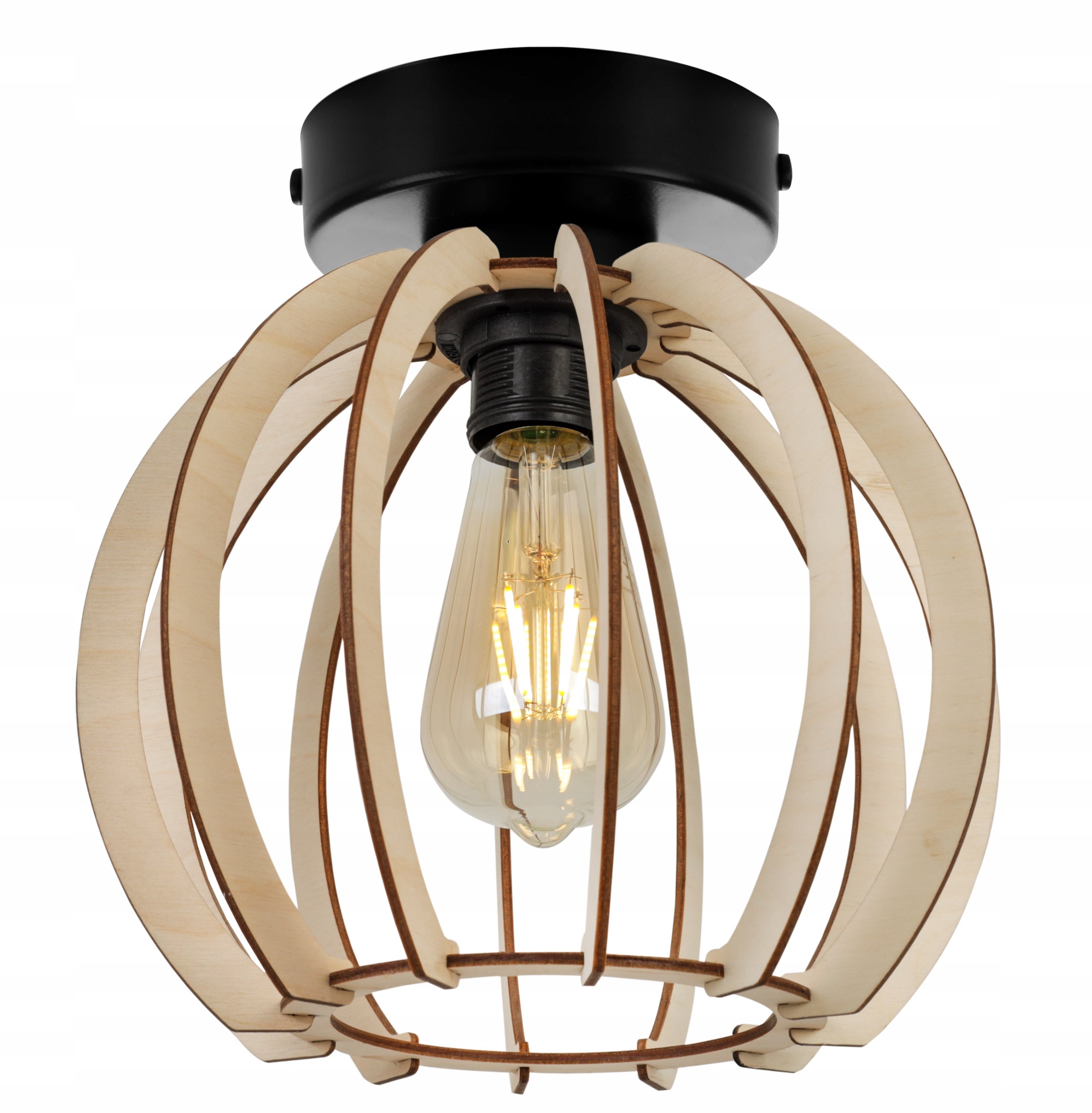 Lampa sufitowa wisząca Timber boho 1xE27 abażur kula drewniana beżowa Light Home LH