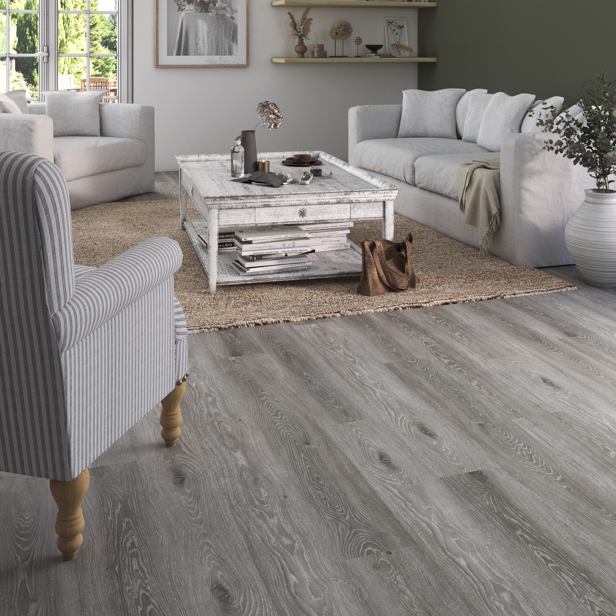 ARTENS - Échantillon de lame PVC - 28 x 15 cm - Sol PVC à clipser LEIRVIK - FORTE - Effet Bois - Gris - Epaisseur 4 mm - Classe 32 - 4
