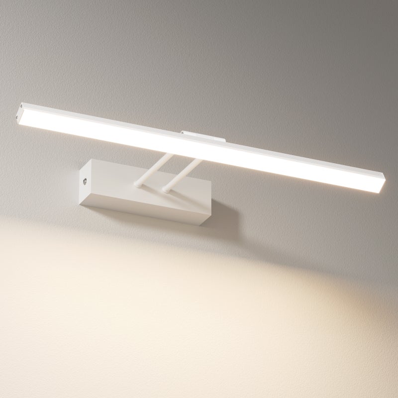 EMKE Kinkiet łazienkowy LED L.40 cm – lampa lustrzana LED do łazienki regulowana 200°, 8W, neutralna biel 4200K, IP44, biały