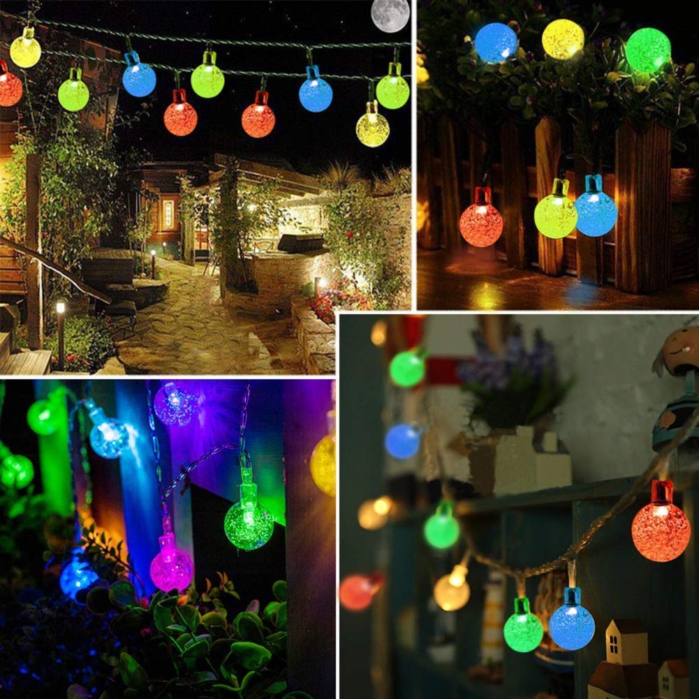Guirlande lumineuse solaire à 50 LED - étanche, 8 modes d’éclairage - pour intérieur/extérieur, 7 m (multicolore) - 2