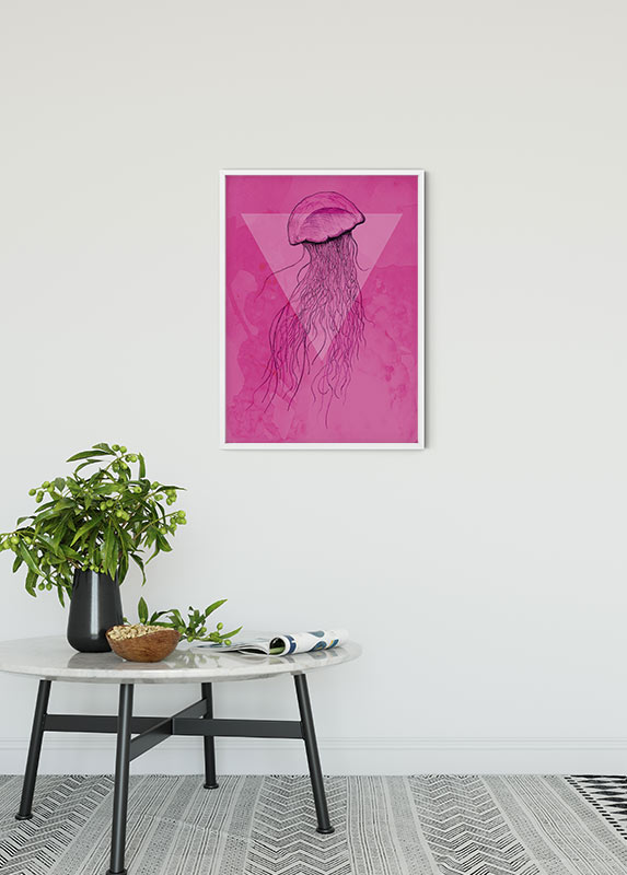 Cartel artístico de komar - jellyfish pink - talla: 50 x 70 cm