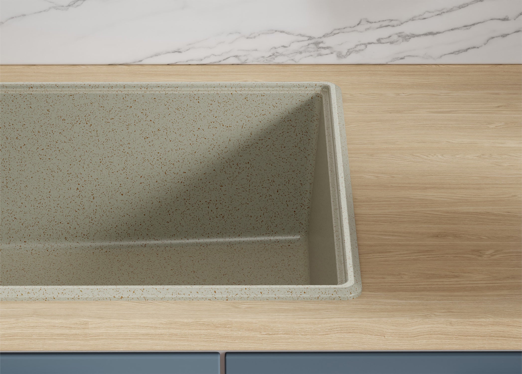 Zlewozmywak Granitowy Beżowy 78x50cm, Zlew Kuchenny 1 Komorowy + Bateria 32x20cm + Syfon + Deska, Nablatowy do szafki od 45cm - Kopenhaga PRIMAGRAN - 4