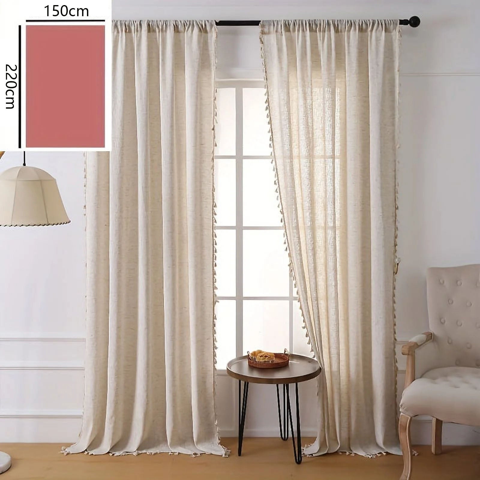 Rideau panneau CARLINA ocre et bourdon noir