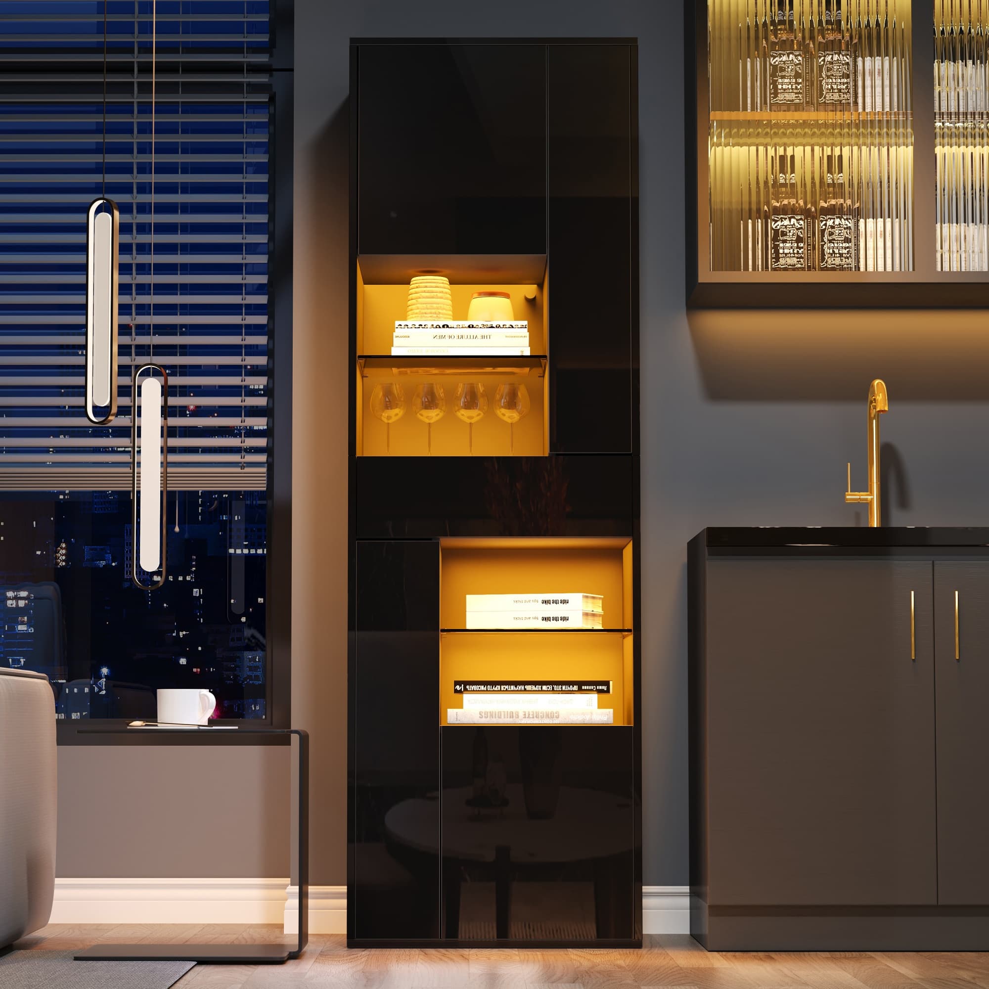 Vitrine de vente meuble haut avec 1 tiroir et 4 compartiments,vitrines