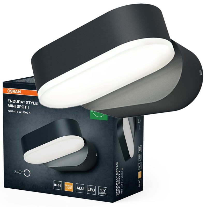 Kinkiet Ogrodowy Osram Lampa Elewacyjna Zewnętrzna LED 7.5W 320lm 3000K Ciepła biel Szary IP44 1 szt.