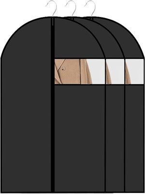 AWBEOT 6 PCS Copriabiti Antipolvere Trasparenti in PEVA Custodia Porta Abiti 60 × 120 cm Copriabiti Impermeabile Copertura Vestiti da Armadio e Viaggio per Smoking, Giacca, Maglioni (Nero, Medio