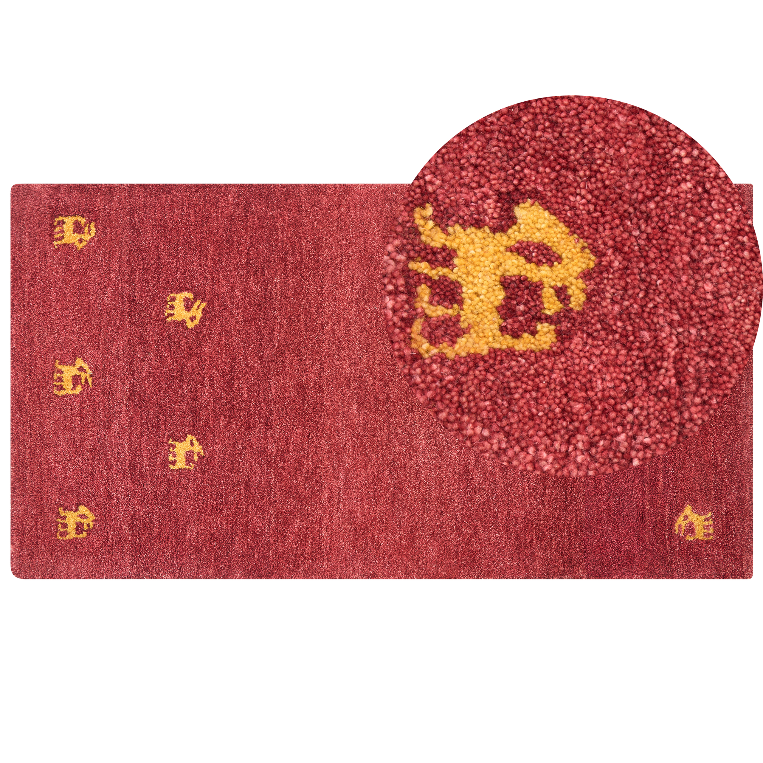 Beliani alfombra gabbeh de lana rojo/amarillo 80 x 150 cm yarali