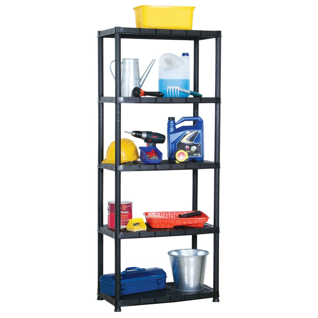 Prateleira de armazenamento de 5 níveis preta 71x38x170 cm plástico – ComfortXL - 2