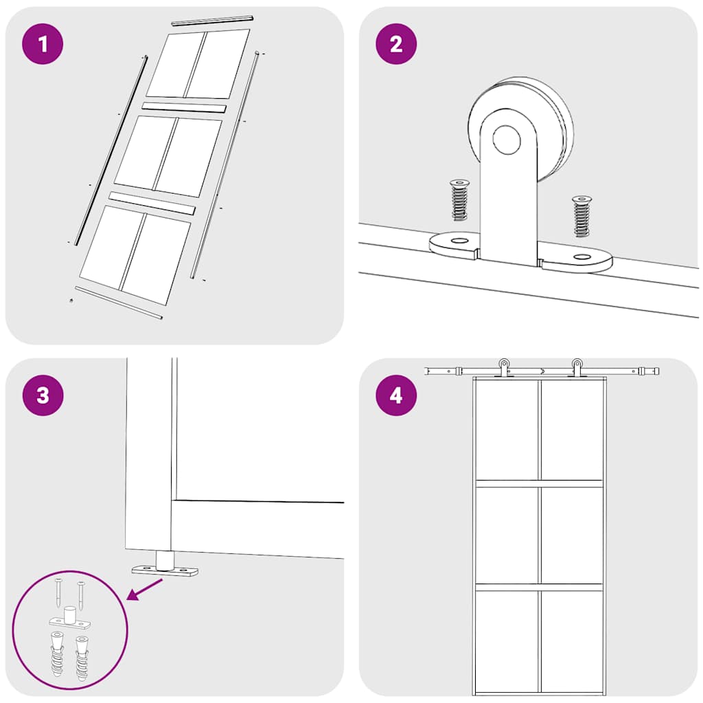 vidaXL Porte coulissante noir 90x205 cm verre trempé aluminium - 7