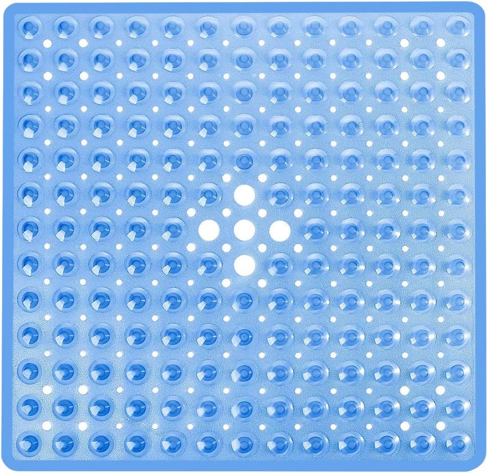 Mata łazienkowa kwadratowa antypoślizgowa z przyssawką - Mata prysznicowa antypoślizgowa - (przezroczysty niebieski)