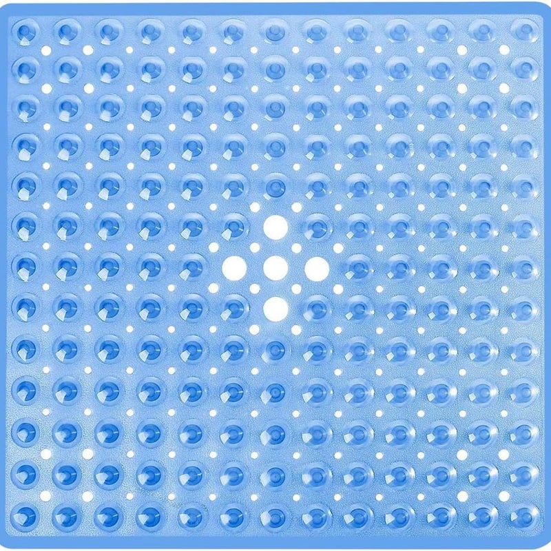 Mata łazienkowa kwadratowa antypoślizgowa z przyssawkami - Mata prysznicowa antypoślizgowa - (Przezroczysty niebieski)