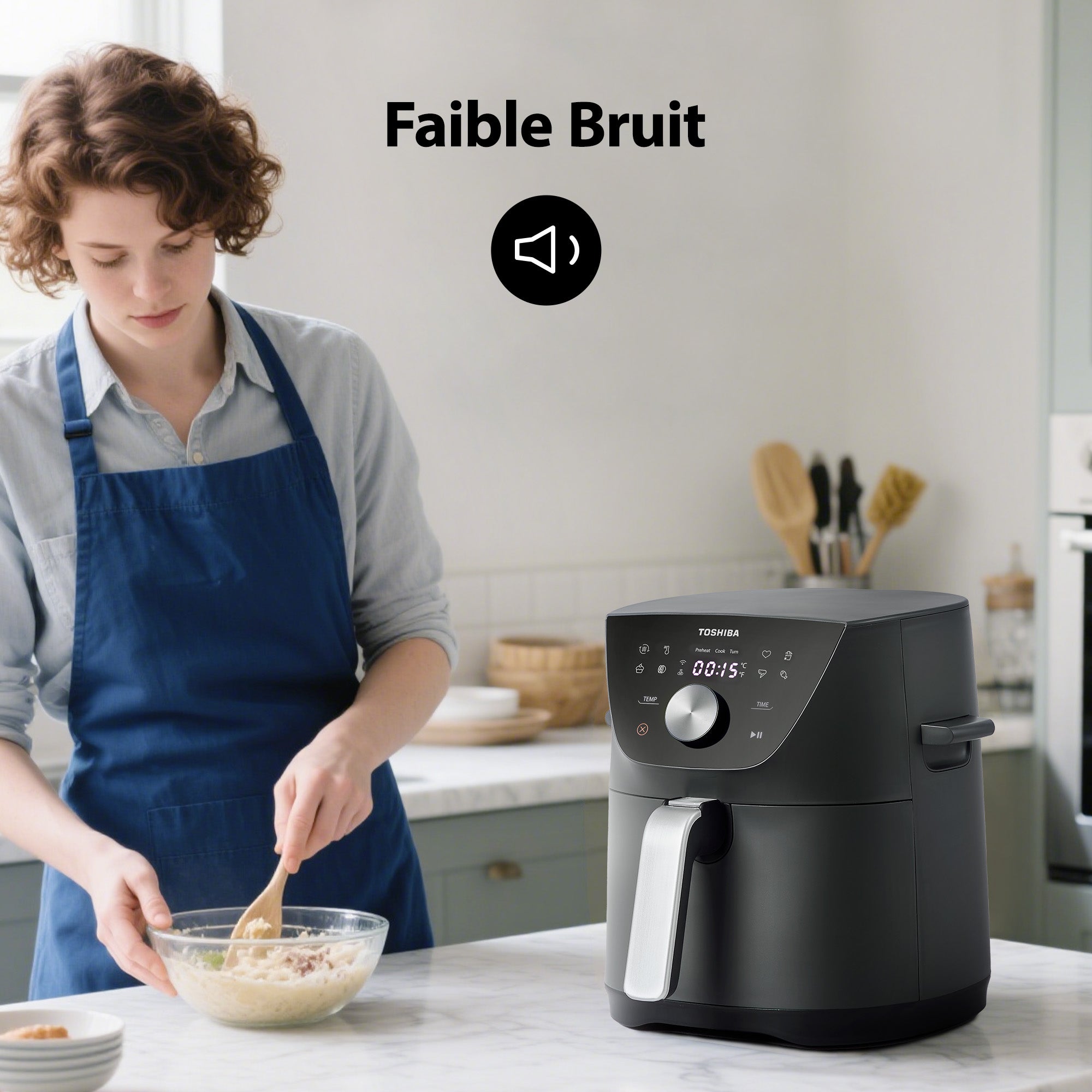 Friteuse sans huile TOSHIBA AirFryer Capacité 5,2L - 8 menus prédéfinis et fonction - 1550W - 10