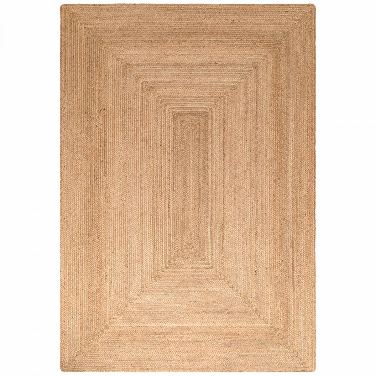 Tapis salon 80 x 200 cm, jute tissé à la main, motif simple, beige ...