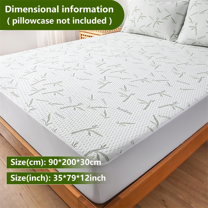Protège-matelas rafraîchissant, housse de matelas ajustée en fibre de bambou douce et respirante pour l'été, lavable en machine, 90 x 200 x 30 cm - 2