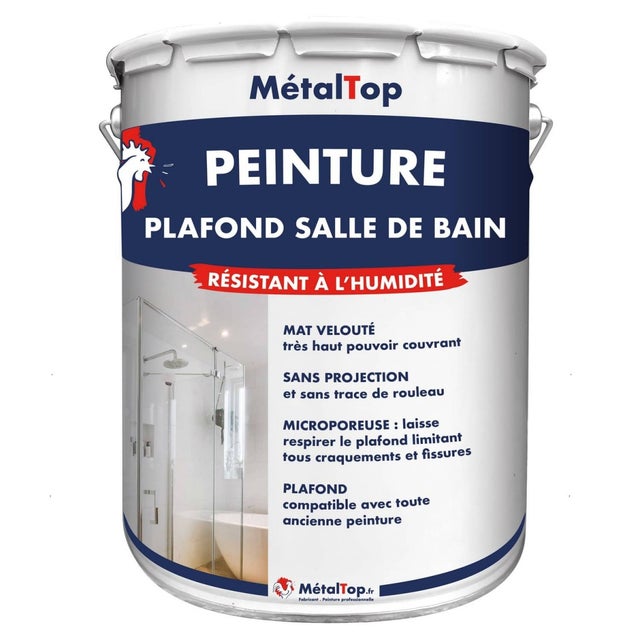 Peinture Plafond Salle De Bain - Blanc de sécurité - RAL 9003 - 1 L - Métaltop