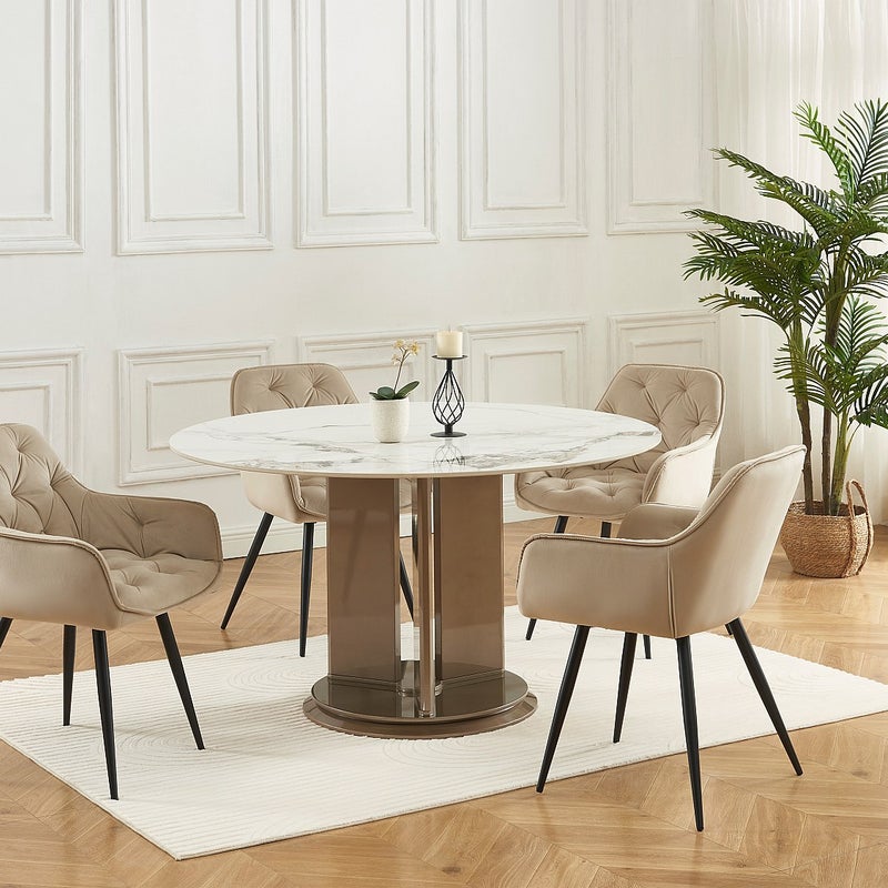 Zestaw 2 krzeseł z podłokietnikami z weluru i czarnego metalu - Beżowy - MOBELIA Pascala Morabito