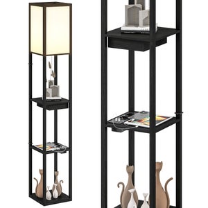 Étagère à Livres Autoportante Annlera - 41x30x109.5 Cm - En Bois Et Métal - Noir - Rangement Salon, Chambre, Bureau