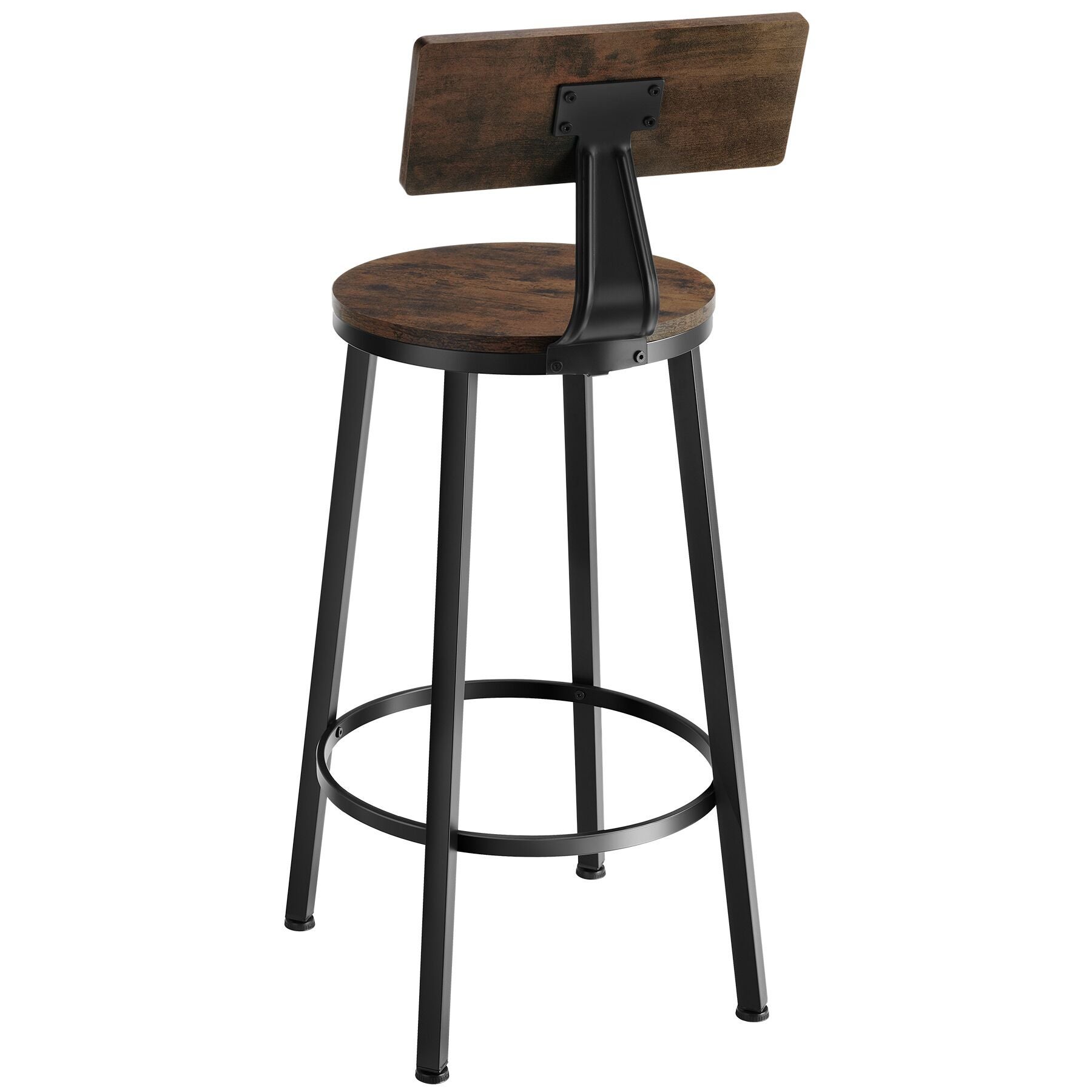 Tectake 2 tabourets de bar Poole - Bois foncé industriel, rustique - 2