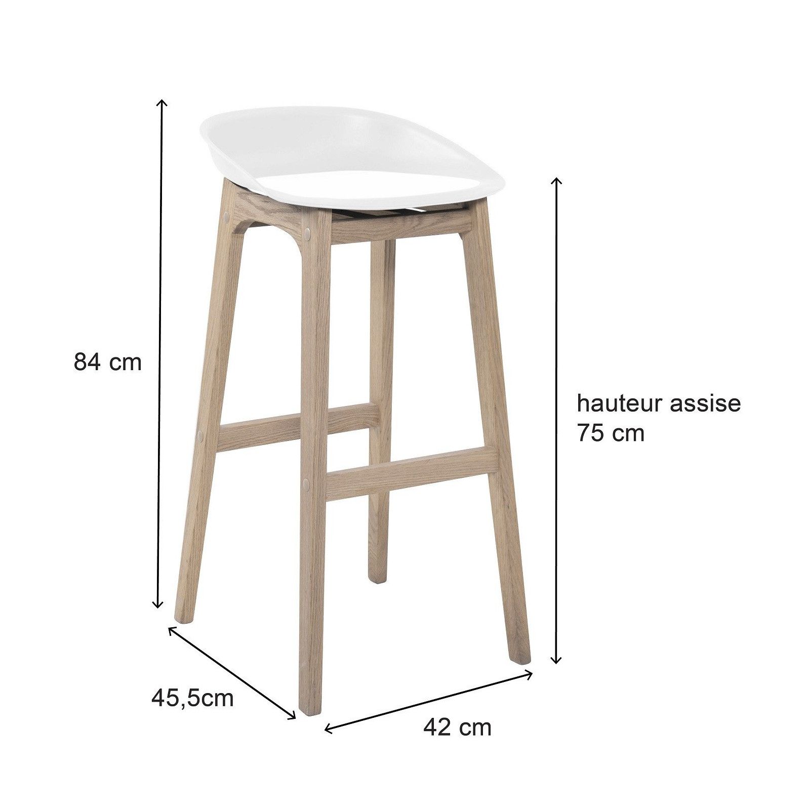 Set di sgabelli da bar RIVA in rovere da 75 cm con seduta in plastica - 3