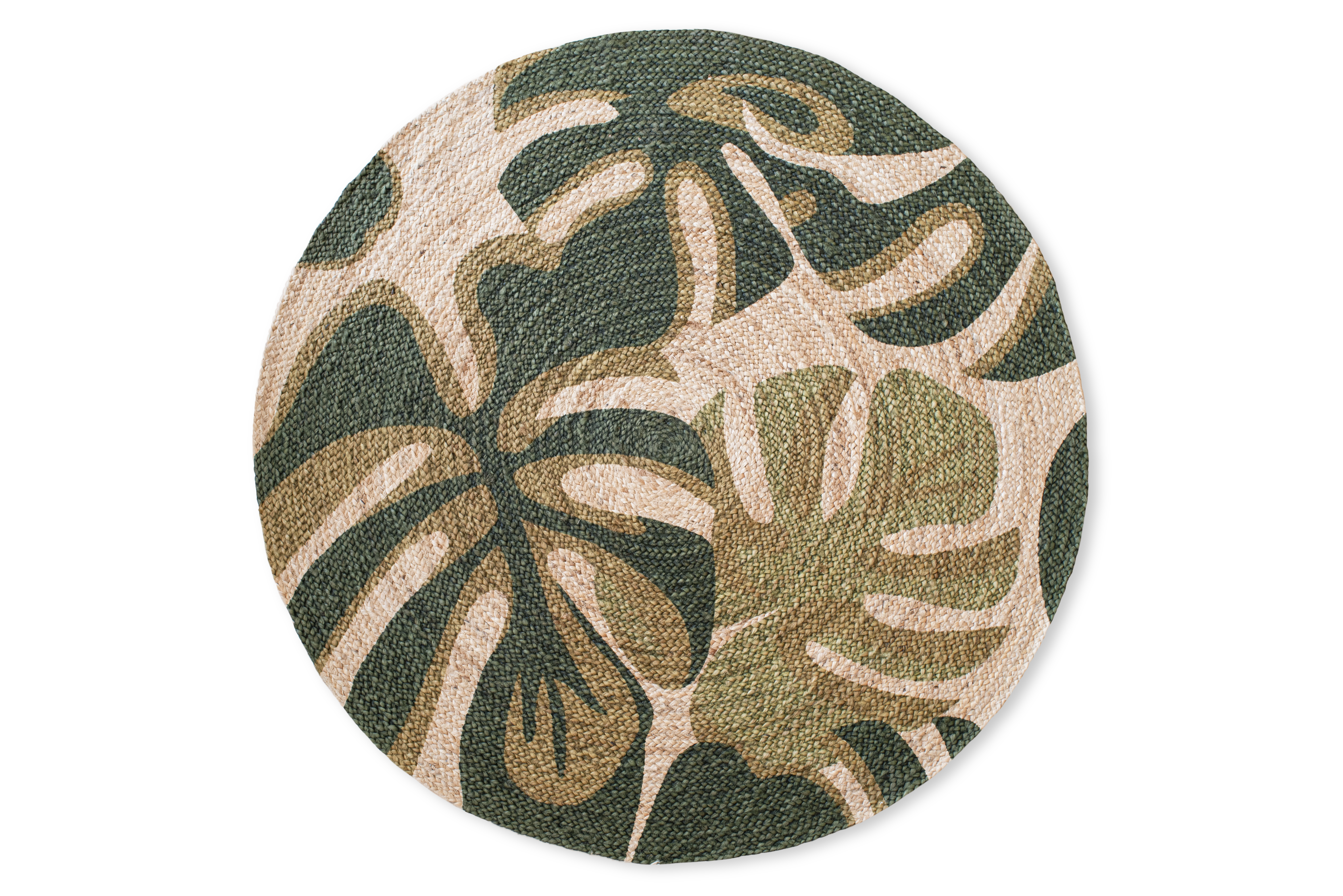 Miroir rond décoratif - uits et feuilles géométriques - 80 cm