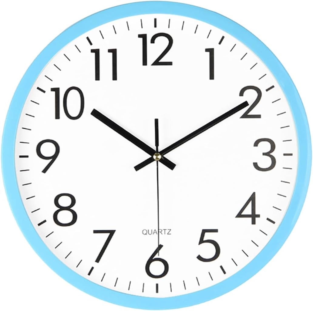Reloj de pared 12 pulgadas, reloj de pared redondo silencioso de cuarzo digital 3D que no hace tictac, azul