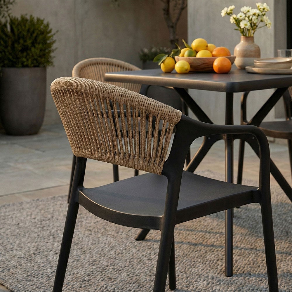 Lot de 4 Chaise de jardin sans coussin Jolanda en Polypropylène Noir - 3