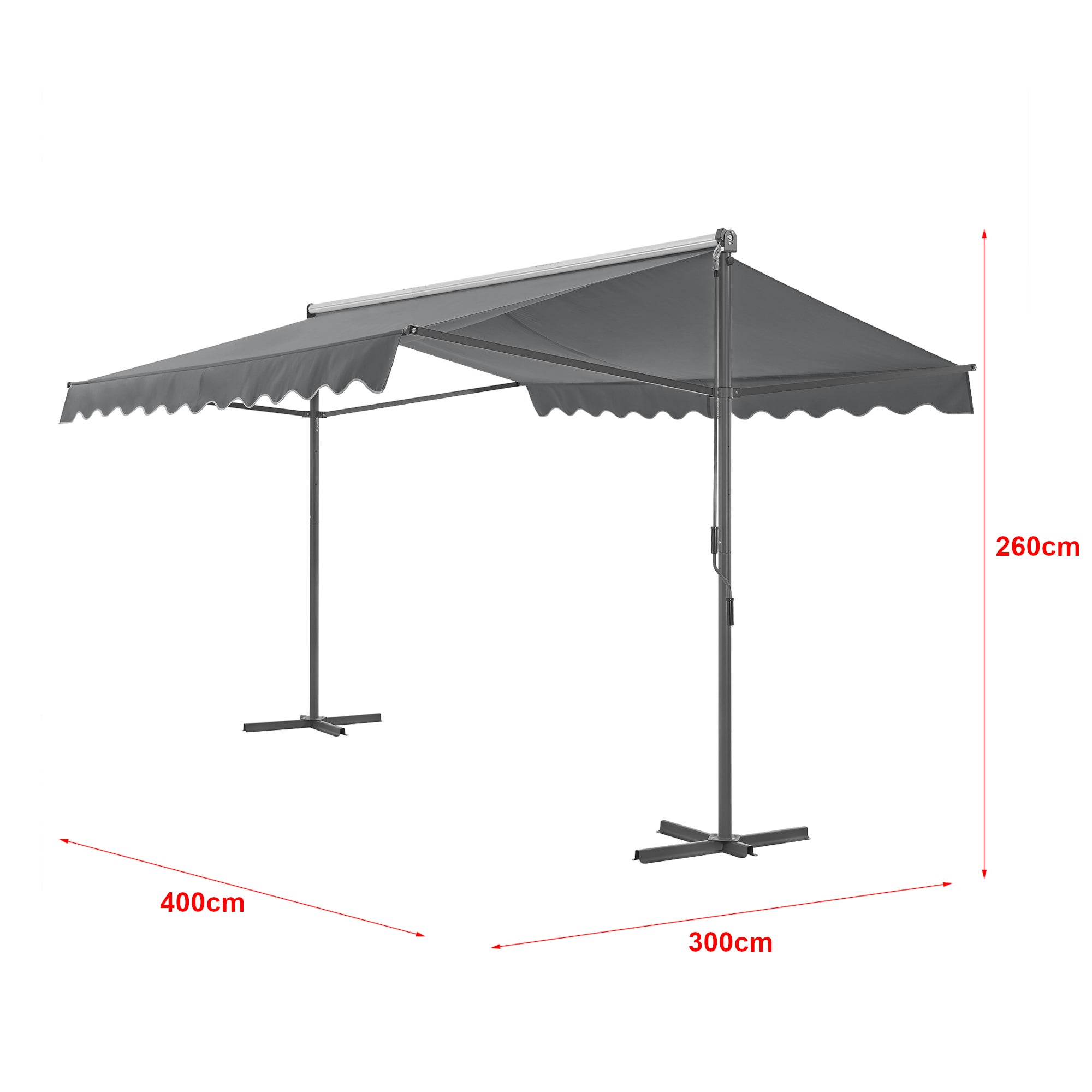 Store banne autoportant Selenizza à double pente 400 x 300 x 260 cm gris foncé [pro.tec] - 3